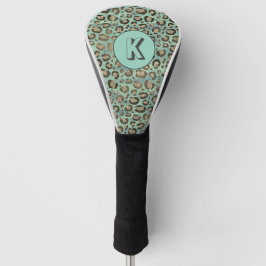 Glittery Leopard Print on Glossy Green Monogram Golf Headcover