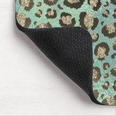 Glittery Leopard Print on Glossy Green Mousepad (Ecke)