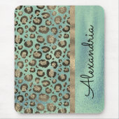 Glittery Leopard Print on Glossy Green Mousepad (Vorne)