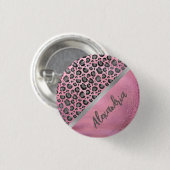 Glittery Leopard Print on Glossy Hot Pink Button (Vorne & Hinten)