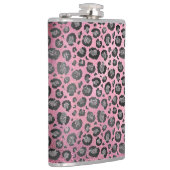 Glittery Leopard Print on Glossy Hot Pink Flachmann (Rechts)