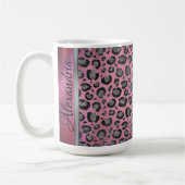 Glittery Leopard Print on Glossy Hot Pink Kaffeetasse (Links)