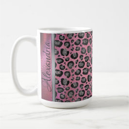 Glittery Leopard Print on Glossy Hot Pink Kaffeetasse
