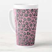 Glittery Leopard Print on Glossy Hot Pink    Milchtasse (Linke Ecke)