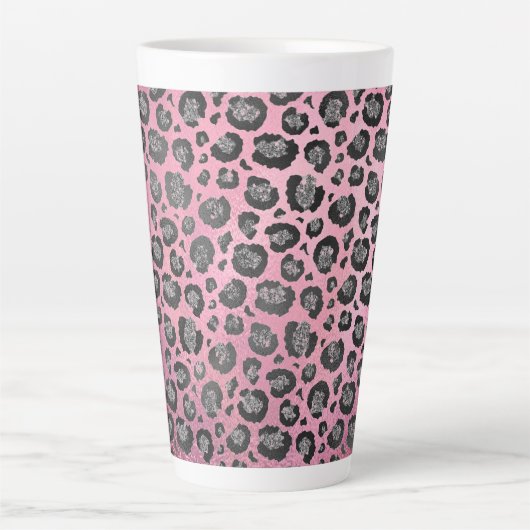 Glittery Leopard Print on Glossy Hot Pink    Milchtasse (Vorderseite)