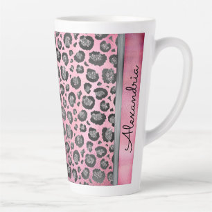 Glittery Leopard Print on Glossy Hot Pink    Milchtasse