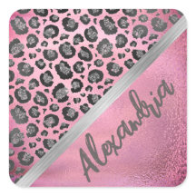 Glittery Leopard Print on Glossy Hot Pink