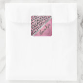 Glittery Leopard Print on Glossy Hot Pink Quadratischer Aufkleber (Tasche)