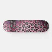 Glittery Leopard Print on Glossy Hot Pink    Skateboard (Horizontal)