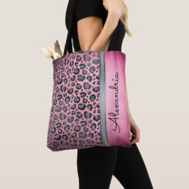 Glittery Leopard Print on Glossy Hot Pink  Tasche