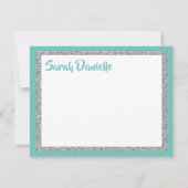 Glittery Light Aquamarin und Silver Vielen Dank Fl Dankeskarte (Vorderseite)