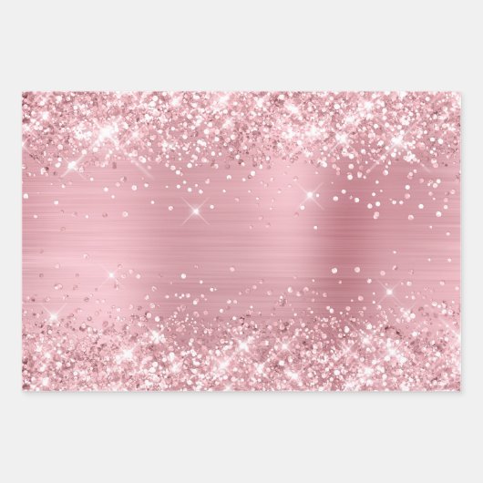 Glittery Light Baby Pink Ombre Foil Geschenkpapier Set (Vorderseite 2)