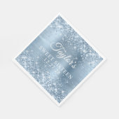 Glittery Light Blue Foil 16 . Geburtstag Serviette (Ecke)