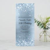 Glittery Light Blue Foil 50. Geburtstag Einladung (Stehend Vorderseite)