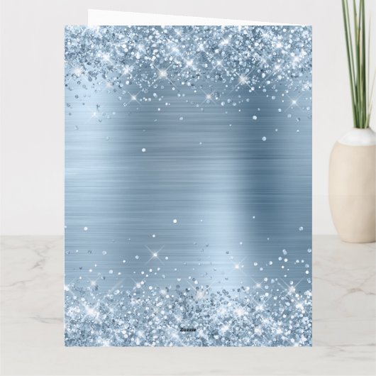 Glittery Light Blue Foil Big Happy Birthday Karte (Rückseite)