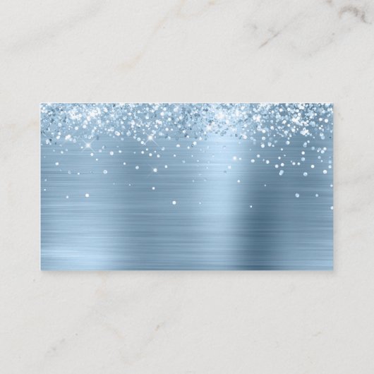 Glittery Light Blue Foil Blank Platzkarte (Rückseite)