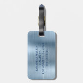 Glittery Light Blue Foil Extravagant Monogram Gepäckanhänger (Rückseite vertikal)