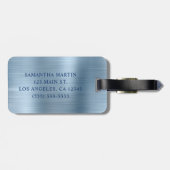 Glittery Light Blue Foil Extravagant Monogram Gepäckanhänger (Rückseite horizontal)