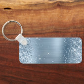 Glittery Light Blue Foil Extravagant Monogram Schlüsselanhänger (Rückseite)