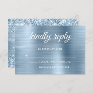 Glittery Light Blue Foil Kindly Antwort Hochzeit