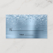 Glittery Light Blue Foil Lined Blank Platzkarte (Vorderseite)