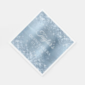 Glittery Light Blue Foil Quinceanera Serviette (Ecke)