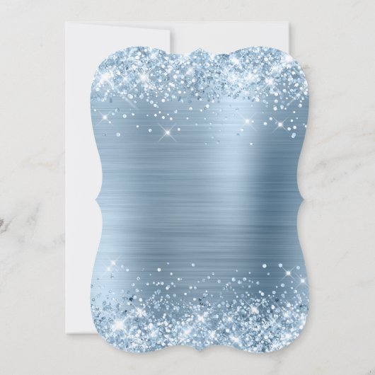 Glittery Light Blue Foil Sweet 16 Einladung (Rückseite)