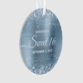 Glittery Light Blue Foil Sweet 16 Ornament (Vorderseite)