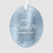 Glittery Light Blue Foil Sweet 16 Ornament (Vorderseite)