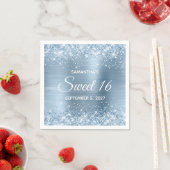 Glittery Light Blue Foil Sweet 16 Serviette (Beispiel)