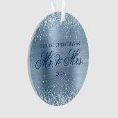Glittery Light Blue Foil Unser 1. Weihnachtsfest F Ornament (Vorderseite)