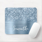 Glittery Light Blue Glam Name Mousepad (Mit Mouse)