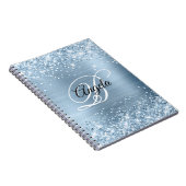 Glittery Light Blue Metallic Extravagant Monogram Notizblock (Rechte Seite)