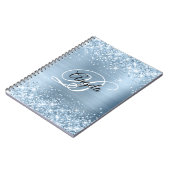 Glittery Light Blue Metallic Extravagant Monogram Notizblock (Linke Seite)