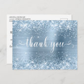 Glittery Light Blue Sweet 16 Herzen Vielen Dank Postkarte (Vorne/Hinten)
