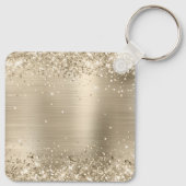 Glittery Light Gold Foil Extravagant Monogram Schlüsselanhänger (Rückseite)