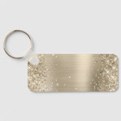 Glittery Light Gold Foil Extravagant Monogram Schlüsselanhänger (Rückseite)