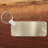 Glittery Light Gold Foil Extravagant Monogram Schlüsselanhänger (Rückseite)