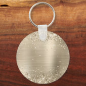 Glittery Light Gold Foil Extravagant Monogram Schlüsselanhänger (Rückseite)
