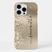Glittery Light Gold Metallic Girly Signature iPhone Hülle (Rückseite)