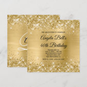Glittery Light Gold Shimmer Foil Extravagant Monog Einladung (Vorne/Hinten)