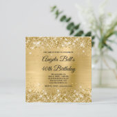 Glittery Light Gold Shimmer Foil Extravagant Monog Einladung (Stehend Vorderseite)