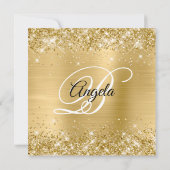 Glittery Light Gold Shimmer Foil Extravagant Monog Einladung (Rückseite)
