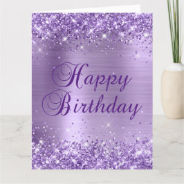 Glittery Light Lila Foil Big Happy Birthday Karte