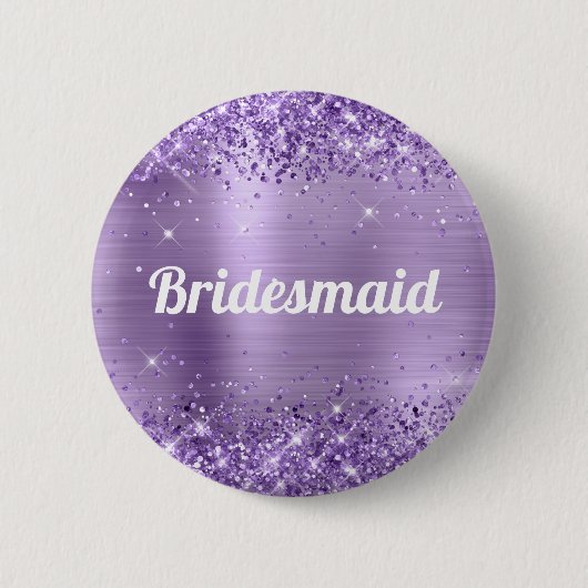 Glittery Light Lila Foil Bridesmaid Button (Vorderseite)