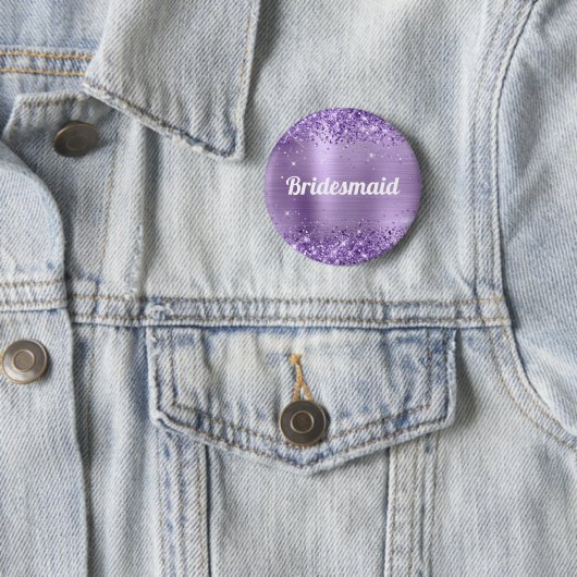 Glittery Light Lila Foil Bridesmaid Button (Beispiel)
