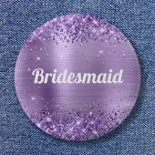 Glittery Light Lila Foil Bridesmaid Button