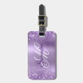Glittery Light Lila Foil Extravagant Monogram Gepäckanhänger (Vorderseite vertikal)