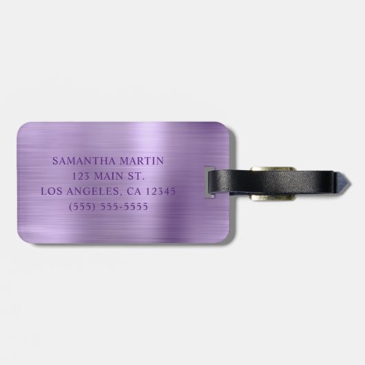 Glittery Light Lila Foil Extravagant Monogram Gepäckanhänger (Rückseite horizontal)