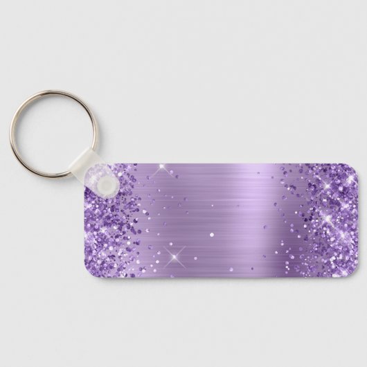 Glittery Light Lila Foil Extravagant Monogram Schlüsselanhänger (Rückseite)